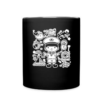 Kleiner Seemann Comic Look - Tasse einfarbig - Schwarz - Vorne
