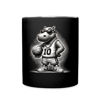 Ghetto Basketball Hippo - Tasse einfarbig - Schwarz - Vorne
