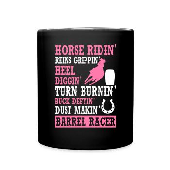 Rodeo Barrel Racing Pferd - Tasse einfarbig - Schwarz - Vorne