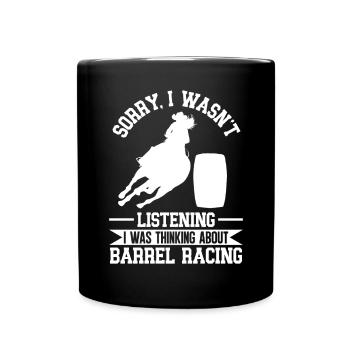 Cheval de course de barils de rodéo - Mug uni - noir - Devant