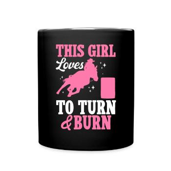 Cheval de course de barils de rodéo - Mug uni - noir - Devant