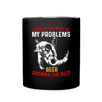 Judo solves most of my problems beer drowns the re - Full Colour Mug - black - Front