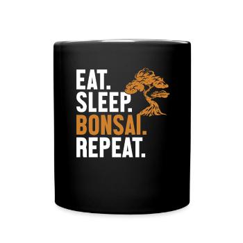 Eat Sleep Bonsai Repeat Indoor Bonsai Bonsai Pots - Full Colour Mug - black - Front