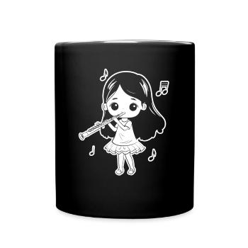 Drôle Flûte Fille Comic Look - Mug uni - noir - Devant