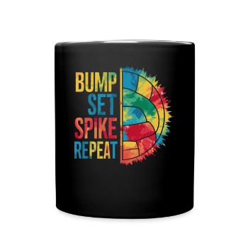 Volleyball Volleyballer Bump Set Spike Repeat - Tasse einfarbig - Schwarz - Vorne