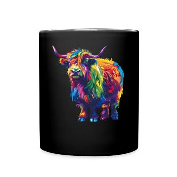 Yak Rainbow Colorful Blaze Yak - Full Colour Mug - black - Front