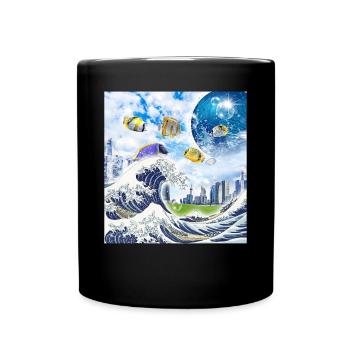 Frutiger Aero Aesthetic Tech Große Welle von Kanag - Tasse einfarbig - Schwarz - Vorne