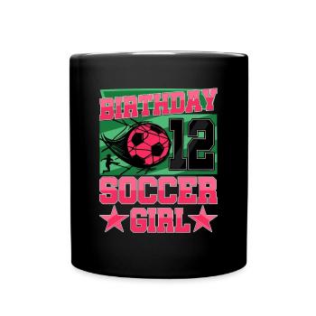 12th birthday Girl Soccer 12 Years Old Gifts - Full Colour Mug - black - Front