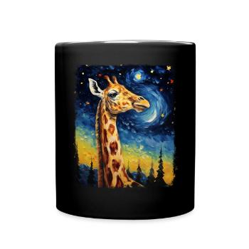 Giraffe Animal Starry Night Painting - Full Colour Mug - black - Front