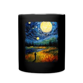 Golfer Golfer Golf Game Starry Night Painting - Full Colour Mug - black - Front
