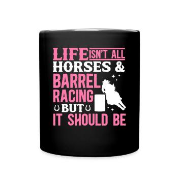 Rodeo Barrel Racing Pferd - Tasse einfarbig - Schwarz - Vorne