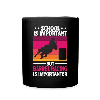 Rodeo Barrel Racing Pferd - Tasse einfarbig - Schwarz - Vorne