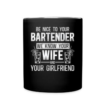 Barman Mixologue Soyez gentil avec - Mug uni - noir - Devant