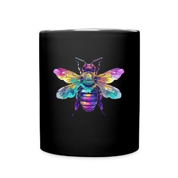 Bunte Biene mit Regenbogenflügeln - Tasse einfarbig - Schwarz - Vorne