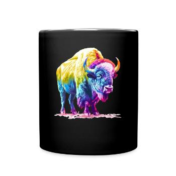 Colorful Buffalo Pop Art - Power and Nature - Full Colour Mug - black - Front