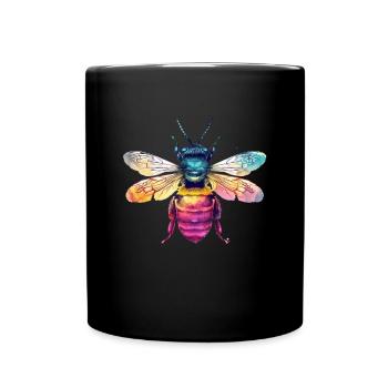 Bunte Biene Kunstwerk mit Regenbogenfarben - Tasse einfarbig - Schwarz - Vorne
