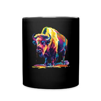 Buffalo Rainbow Drippin Colorful Buffalo Art - Full Colour Mug - black - Front
