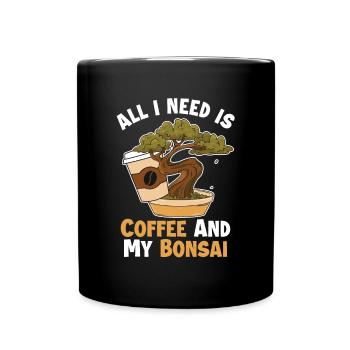 Coffee and my Bonsai Bonsai Pots Penjing - Full Colour Mug - black - Front