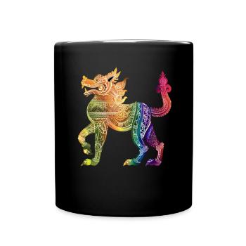 Illustration birmane colorée - Mug uni - noir - Devant