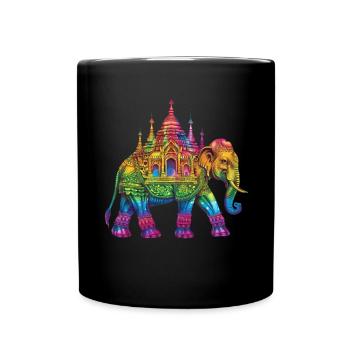 Éléphant coloré Birman Illustration birmane - Mug uni - noir - Devant