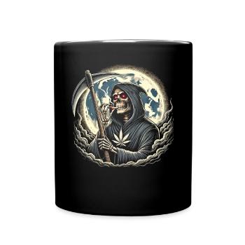 The Intoxicated Grim Reaper in the Moonlight - Full Colour Mug - black - Front