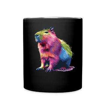 Colorful Capybara Rainbow Graphic for - Full Colour Mug - black - Front