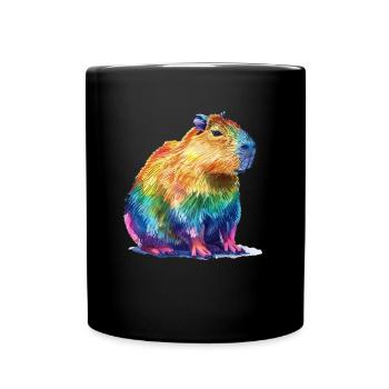Capybara Rainbow Colorful Capybara Portrait - Full Colour Mug - black - Front