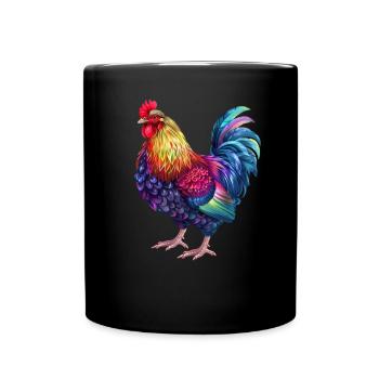 Rooster Rainbow – Colorful Blaze - Full Colour Mug - black - Front