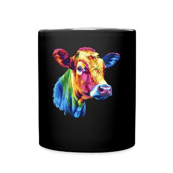 Bunte Kuh Regenbogen Kunstwerk - Tasse einfarbig - Schwarz - Vorne