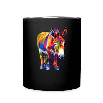 Donkey Rainbow Colorful Donkey Motif Artwork - Full Colour Mug - black - Front