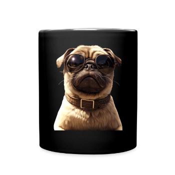 Pug Beige Dogs Love Carlin Little Cute Pug - Full Colour Mug - black - Front