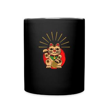 Japan Glückskatze Kawaii Neko - Tasse einfarbig - Schwarz - Vorne