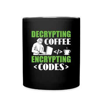 Decrypting Coffee Encrypting Codes - Hackers - Full Colour Mug - black - Front