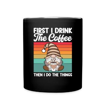 Gnome drôle & Amateur de café Café des nains de jardin - Mug uni - noir - Devant