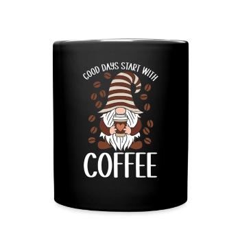 Gnome drôle & Amateur de café Café des nains de jardin - Mug uni - noir - Devant