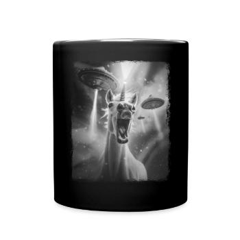 Unicorn Horse UFO Alien Alien Selfie - Full Colour Mug - black - Front