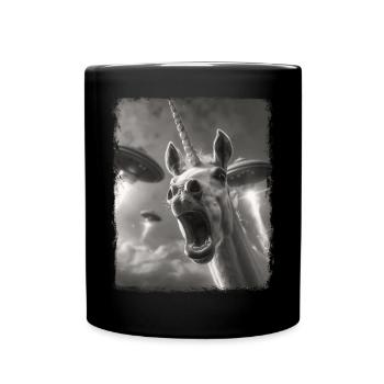 Unicorn Horse UFO Alien Alien Selfie - Full Colour Mug - black - Front