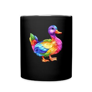 Bunte Ente Regenbogen Freudenbringer - Tasse einfarbig - Schwarz - Vorne
