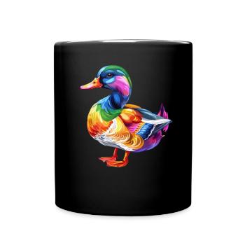 Bunter Ente Illustration Natur Kunst Design - Tasse einfarbig - Schwarz - Vorne