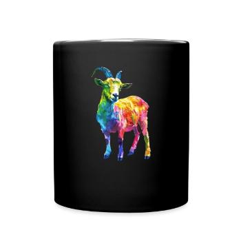Colorful Goat Abstract Art for Animal Lovers - Full Colour Mug - black - Front