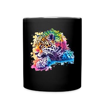 Colorful Leopard Artwork for Wildlife Lovers - Full Colour Mug - black - Front