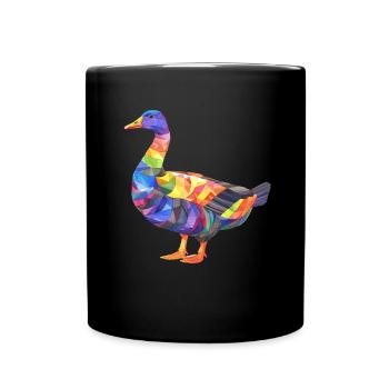 Bunte Gans Geometrisches Kunstwerk - Tasse einfarbig - Schwarz - Vorne
