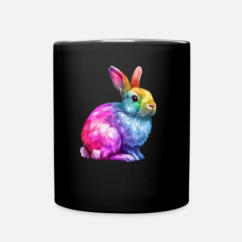 Bunter Regenbogen Hase Kunstwerk - Tasse einfarbig - Schwarz