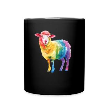 Hirten Schaf Bauernhof Tier Regenbogen Schaf - Tasse einfarbig - Schwarz - Vorne