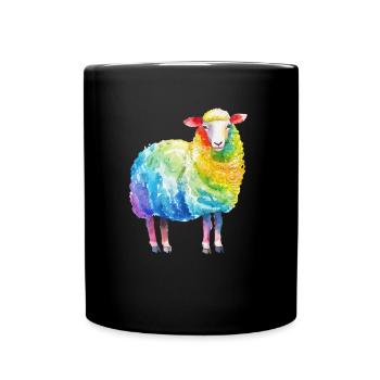 Buntes Schaf - Rainbow Sheep Farm Animal Farmer - Tasse einfarbig - Schwarz - Vorne