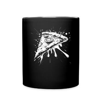 Dessin de morceau de pizza - Mug uni - noir - Devant