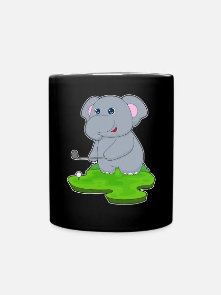 Elefant Golf Golfschläger - Tasse einfarbig - Schwarz