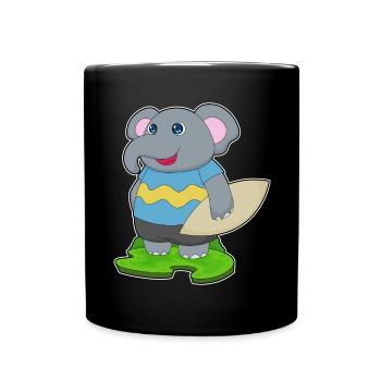 Été de planche de surf sur l’éléphant - Mug uni - noir - Devant