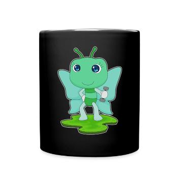 Bodybuilding papillon avec haltères - Mug uni - noir - Devant