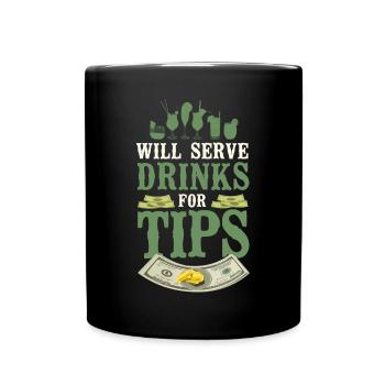 Bartender Mixologist Will Serve - Full Colour Mug - black - Front